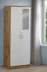True living 2 Loft Door White wardrobe Laminated Finish & PU Finish with Drawers (3 Ft*2 Ft*8 Ft)